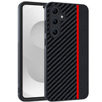 Samsung Galaxy S26-skal i läder + PC-hårt mobilskal i kolfiberstruktur