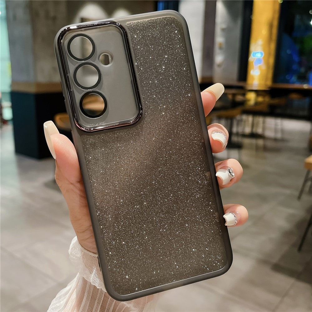 For Samsung Galaxy A37 5G Case Clear TPU Phone Cover With Camera Lens Protector Glitter Sticker