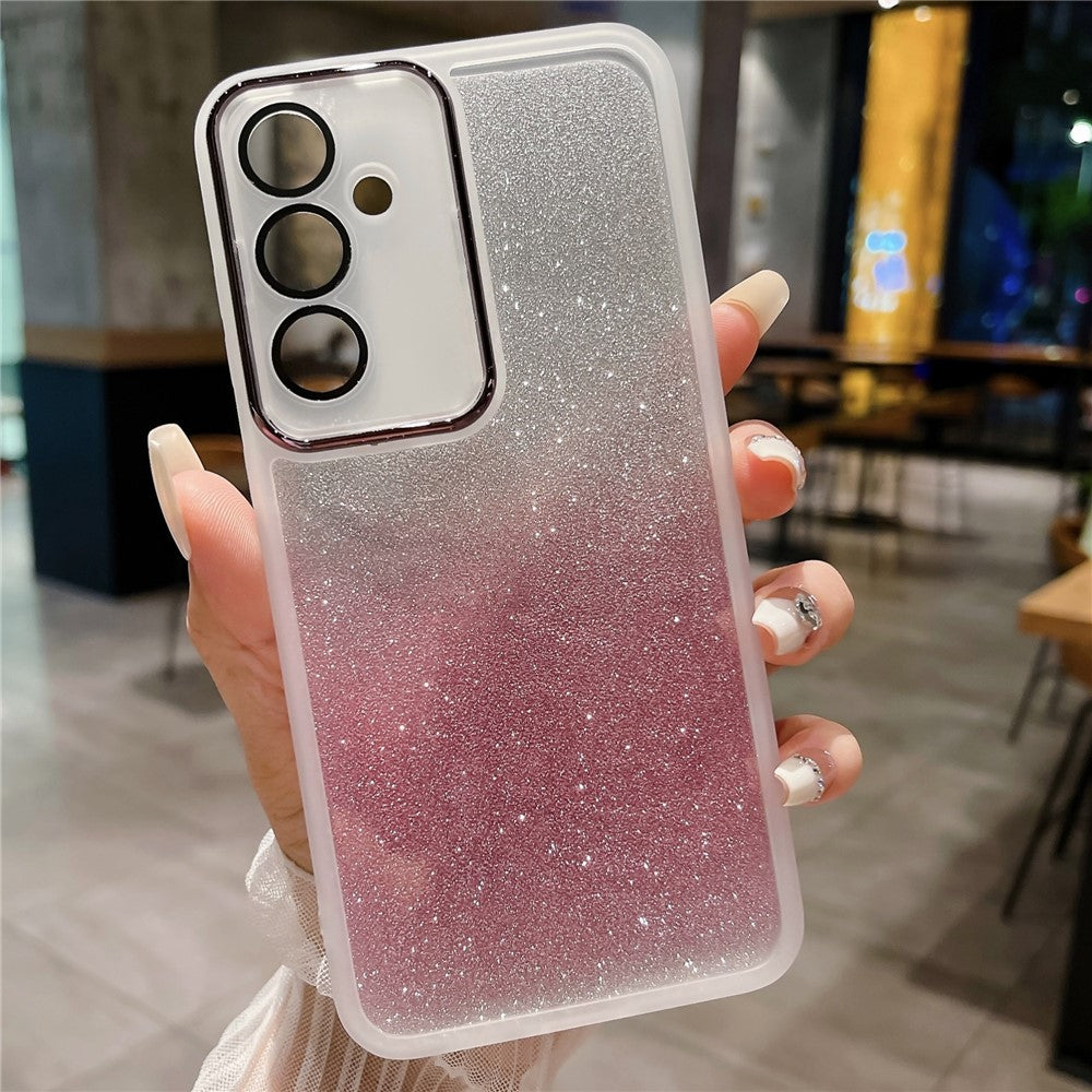For Samsung Galaxy A37 5G Case Clear TPU Phone Cover With Camera Lens Protector Glitter Sticker