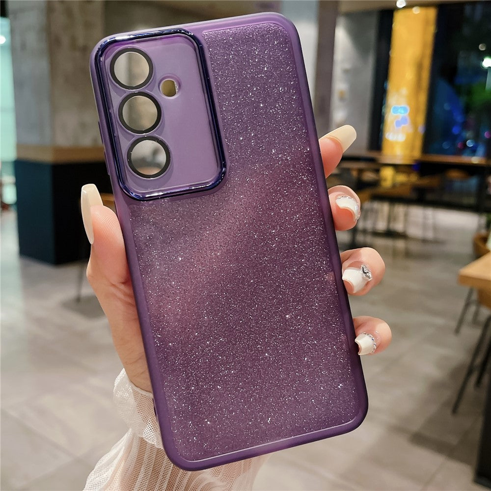 For Samsung Galaxy A37 5G Case Clear TPU Phone Cover With Camera Lens Protector Glitter Sticker