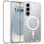 Samsung Galaxy S26+ Magnetiskt Skal Glitterpuder TPU Reptåligt mobilskal med Härdat Glas