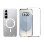 For Samsung Galaxy S26+ Magnetic Case Glitter Powder TPU Scratch-proof Phone Cover with Tempered Glass