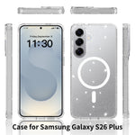 For Samsung Galaxy S26+ Magnetic Case Glitter Powder TPU Scratch-proof Phone Cover with Tempered Glass