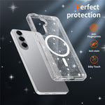 For Samsung Galaxy S26+ Magnetic Case Glitter Powder TPU Scratch-proof Phone Cover with Tempered Glass