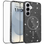 Samsung Galaxy S26+ Magnetiskt Skal Glitterpuder TPU Reptåligt mobilskal med Härdat Glas