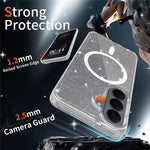 Samsung Galaxy S26 Magnetiskt Skal Glitter Puder TPU Reptåligt mobilskal med Härdat Glas
