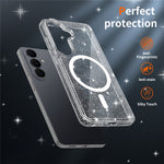 Samsung Galaxy S26 Magnetiskt Skal Glitter Puder TPU Reptåligt mobilskal med Härdat Glas