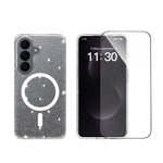 Samsung Galaxy S26 Magnetiskt Skal Glitter Puder TPU Reptåligt mobilskal med Härdat Glas