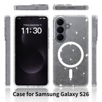 Samsung Galaxy S26 Magnetiskt Skal Glitter Puder TPU Reptåligt mobilskal med Härdat Glas