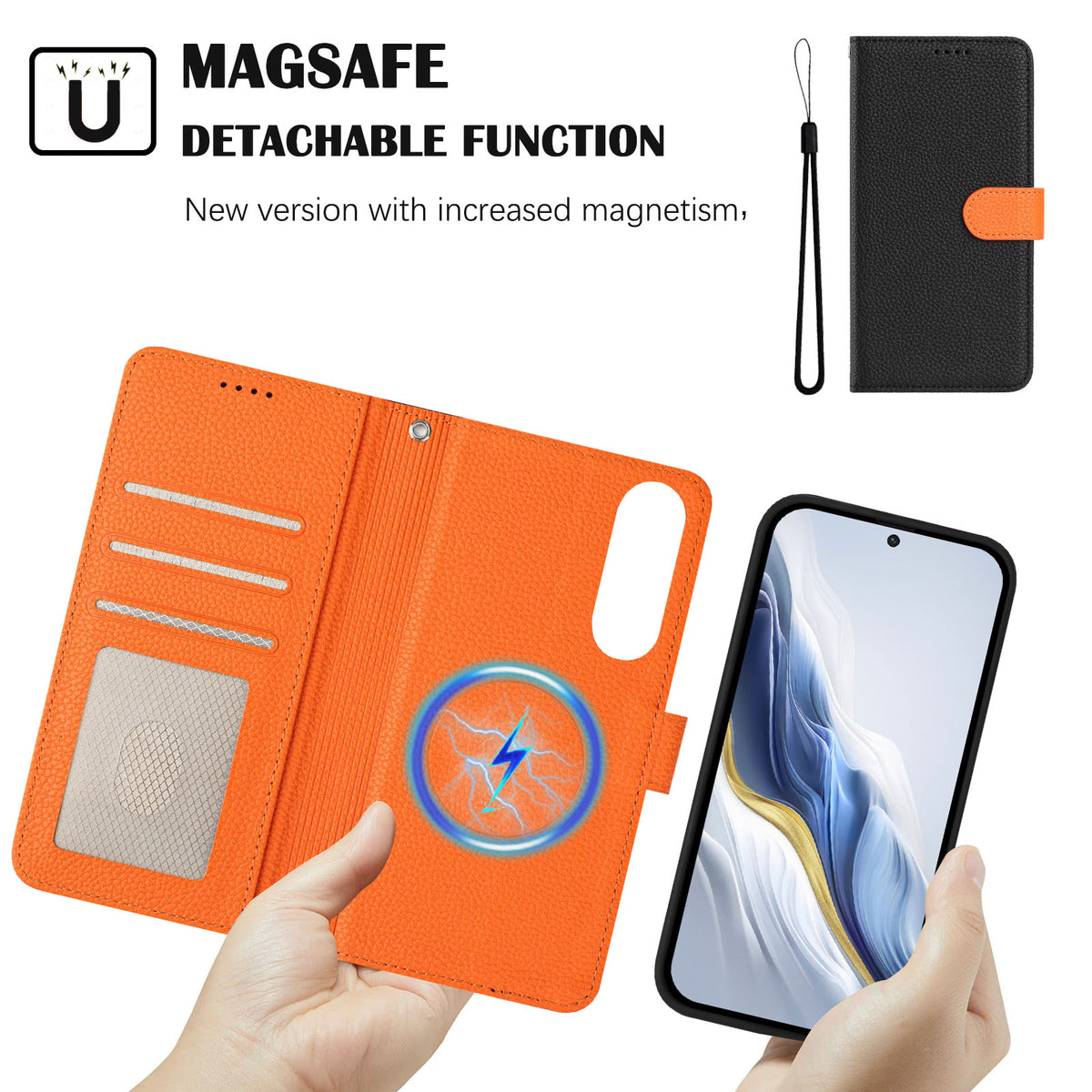 OnePlus Ace 5 Ultra 5G / OnePlus Nord 5 5G Läderfodral Avtagbart Plånboksfodral Magnetiskt mobilfodral med Handrem