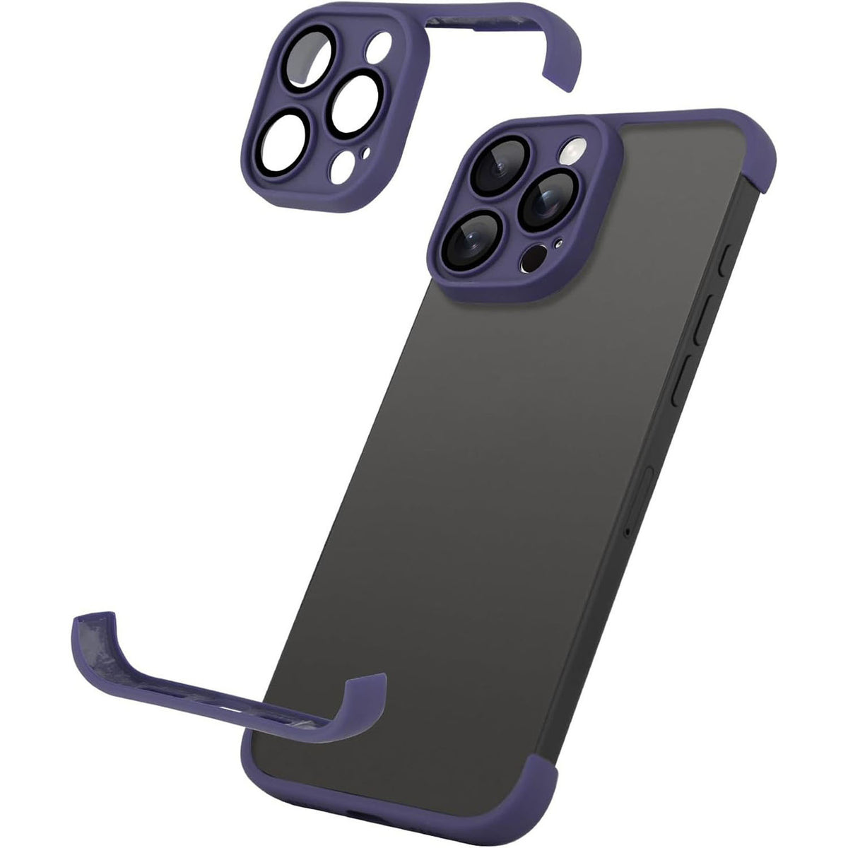 For iPhone 13 Pro Max Case Frameless Phone Corner Pad TPU Bumper Cover with Camera Lens Protector