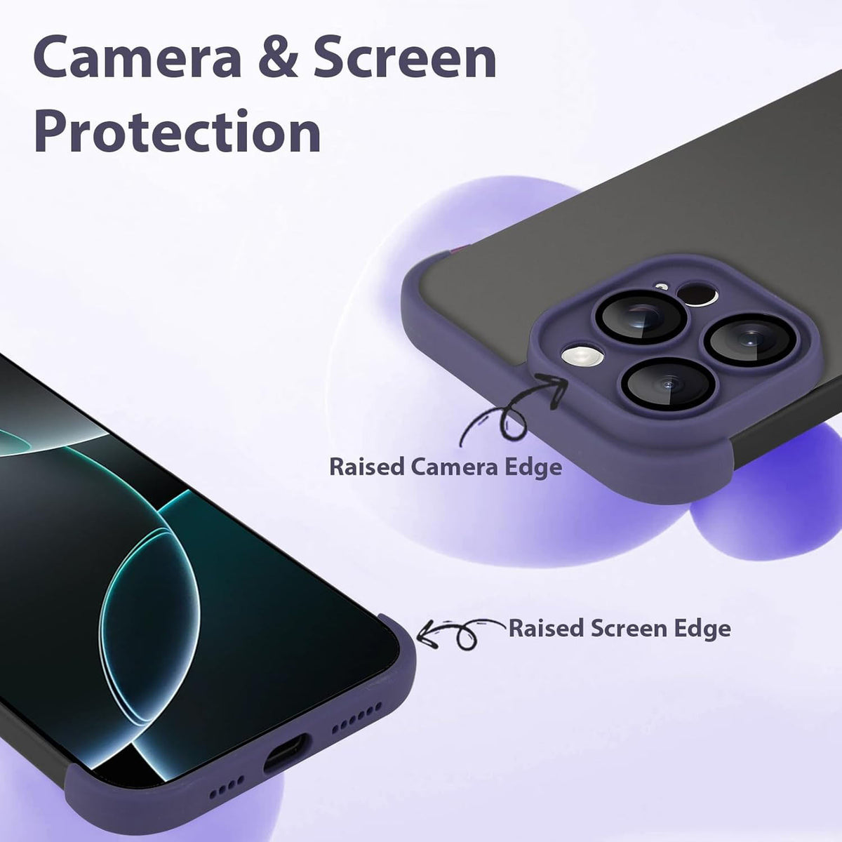For iPhone 13 Pro Max Case Frameless Phone Corner Pad TPU Bumper Cover with Camera Lens Protector