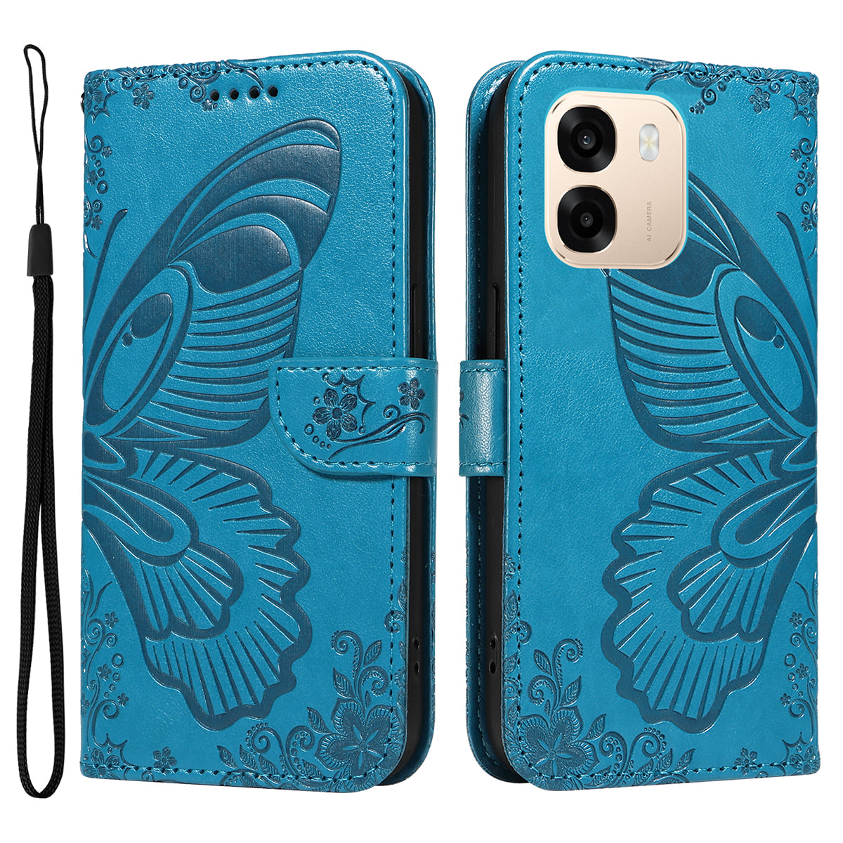 For Oppo A6x 5G / A6x 4G / A6x 5G (India) / A6s 5G / A6 4G / A6 5G (Global) / A6t 4G / A6t 5G / A6t Pro 4G (Global) / A6c 4G Case Butterfly Pattern PU Leather Folio Flip Phone Cover