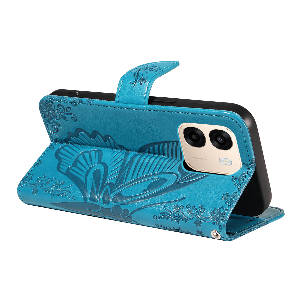 For Oppo A6x 5G / A6x 4G / A6x 5G (India) / A6s 5G / A6 4G / A6 5G (Global) / A6t 4G / A6t 5G / A6t Pro 4G (Global) / A6c 4G Case Butterfly Pattern PU Leather Folio Flip Phone Cover