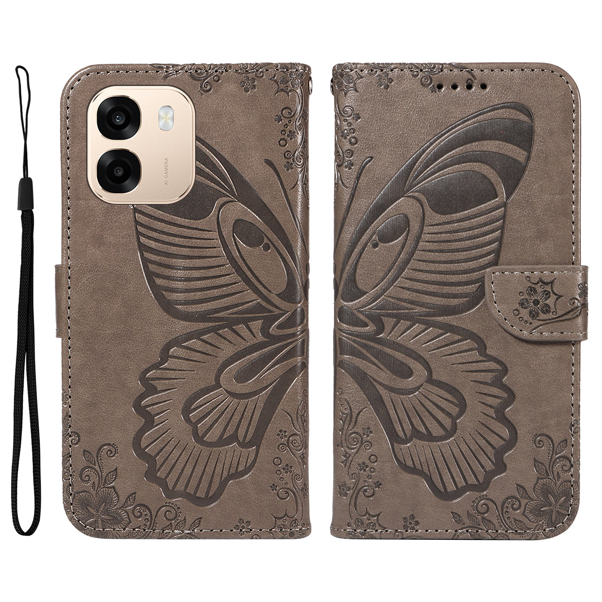 For Oppo A6x 5G / A6x 4G / A6x 5G (India) / A6s 5G / A6 4G / A6 5G (Global) / A6t 4G / A6t 5G / A6t Pro 4G (Global) / A6c 4G Case Butterfly Pattern PU Leather Folio Flip Phone Cover