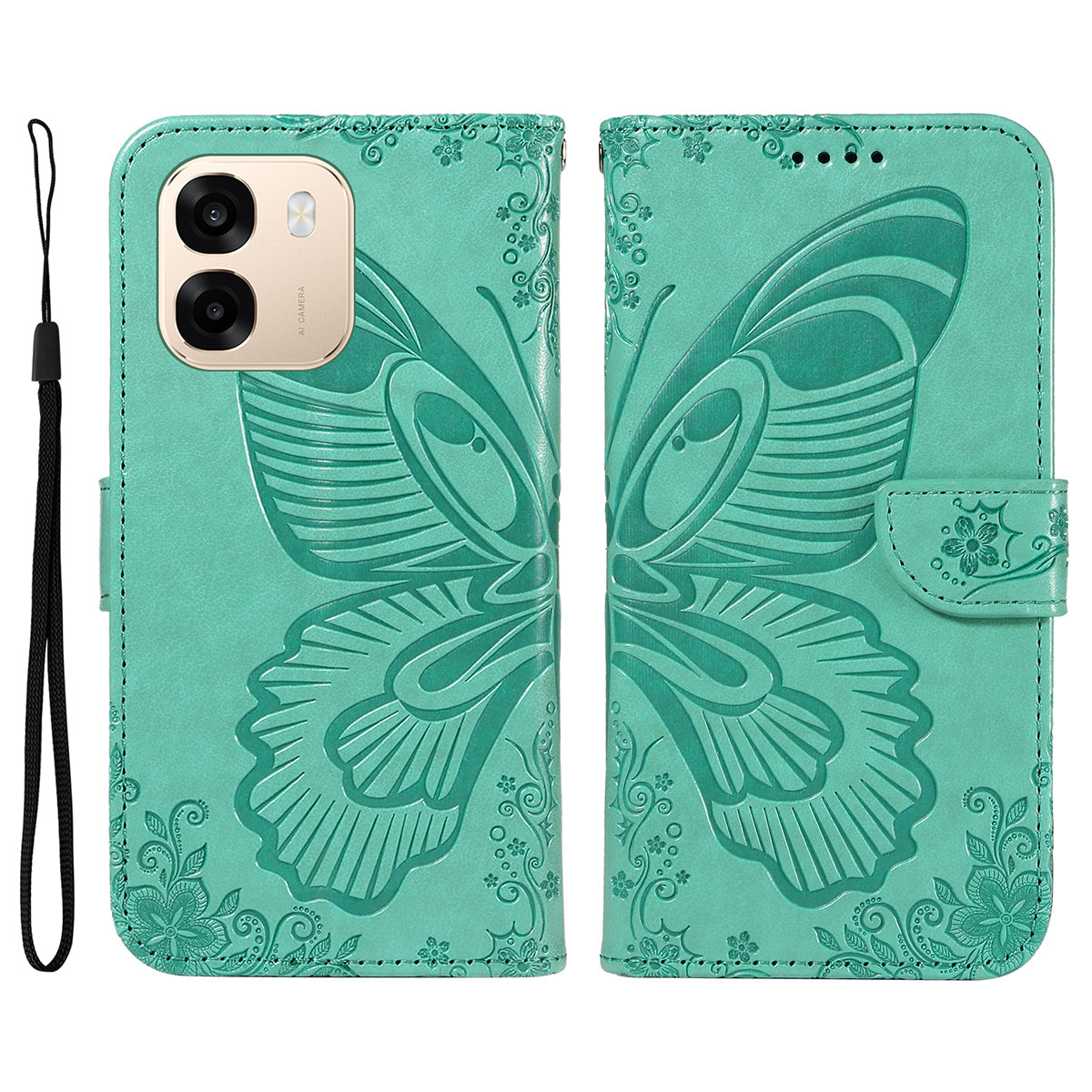 For Oppo A6x 5G / A6x 4G / A6x 5G (India) / A6s 5G / A6 4G / A6 5G (Global) / A6t 4G / A6t 5G / A6t Pro 4G (Global) / A6c 4G Case Butterfly Pattern PU Leather Folio Flip Phone Cover