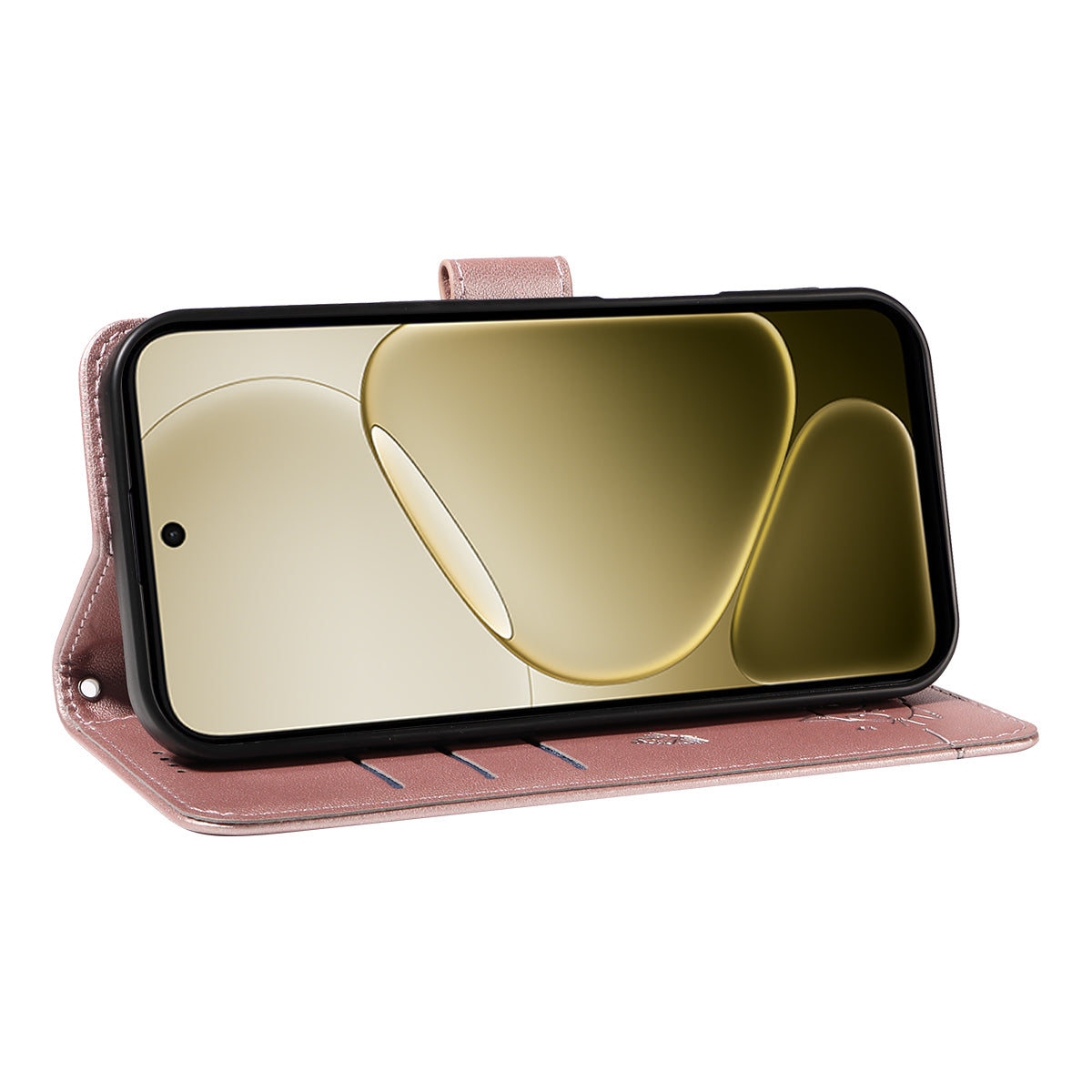 For Oppo A6x 5G / A6x 4G / A6x 5G (India) / A6s 5G / A6 4G / A6 5G (Global) / A6t 4G / A6t 5G / A6t Pro 4G (Global) / A6c 4G Case Cat Pattern Imprint Leather Phone Cover with Wrist Strap
