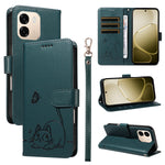For Oppo A6x 5G / A6x 4G / A6x 5G (India) / A6s 5G / A6 4G / A6 5G (Global) / A6t 4G / A6t 5G / A6t Pro 4G (Global) / A6c 4G Case Cat Pattern Imprint Leather Phone Cover with Wrist Strap