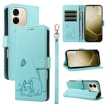 For Oppo A6x 5G / A6x 4G / A6x 5G (India) / A6s 5G / A6 4G / A6 5G (Global) / A6t 4G / A6t 5G / A6t Pro 4G (Global) / A6c 4G Case Cat Pattern Imprint Leather Phone Cover with Wrist Strap