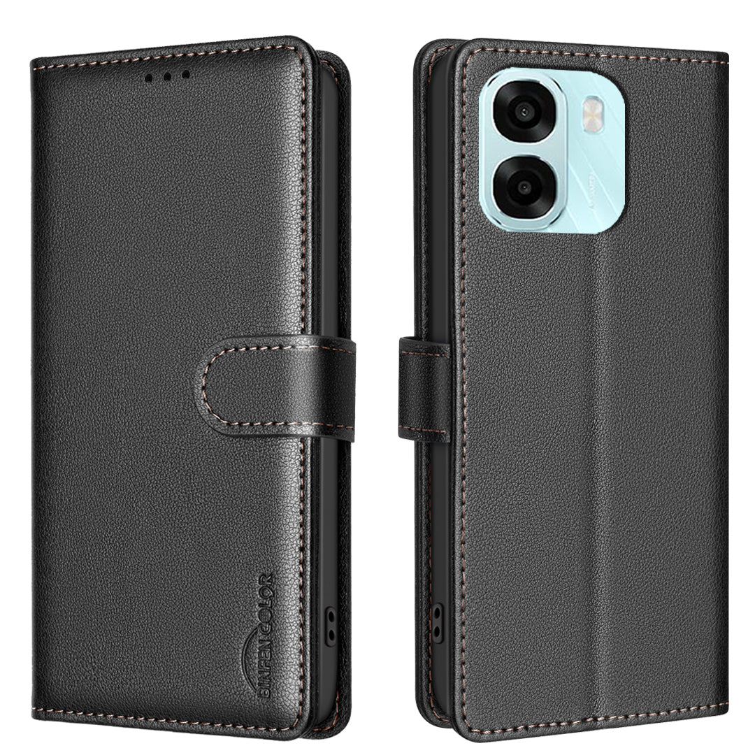 BINFEN COLOR For Oppo A6x 5G / A6x 4G / A6 5G (Global) Leather Case BF32 Wallet RFID Blocking Phone Cover