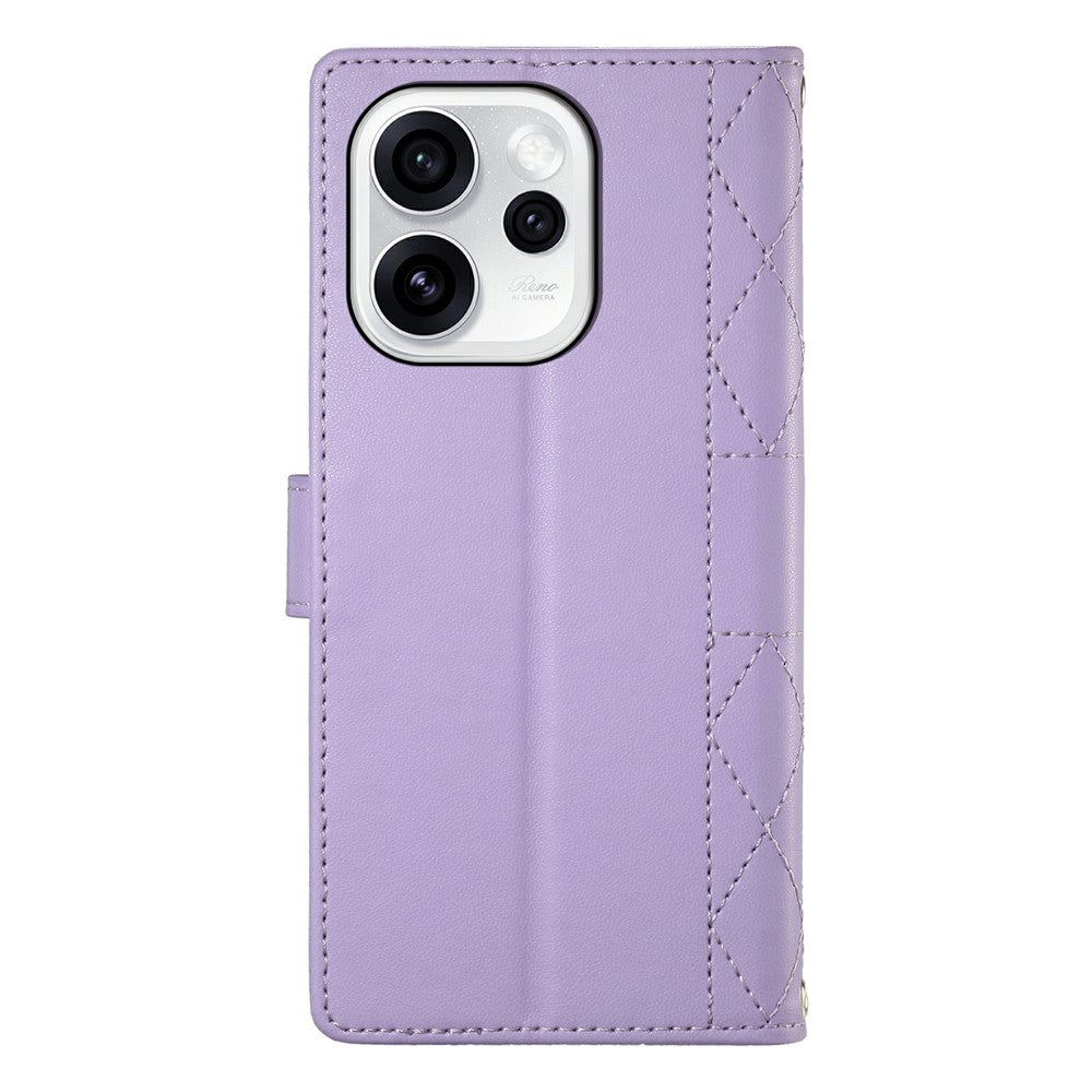 Oppo Reno15 Pro Max 5G (Global) / Reno15 Pro 5G (Kina) Plånboksfodral Rhombus-sömmar Stativ Lädermobilfodral med lång/kort rem