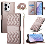 Oppo Reno15 Pro Max 5G (Global) / Reno15 Pro 5G (Kina) Plånboksfodral Rhombus-sömmar Stativ Lädermobilfodral med lång/kort rem