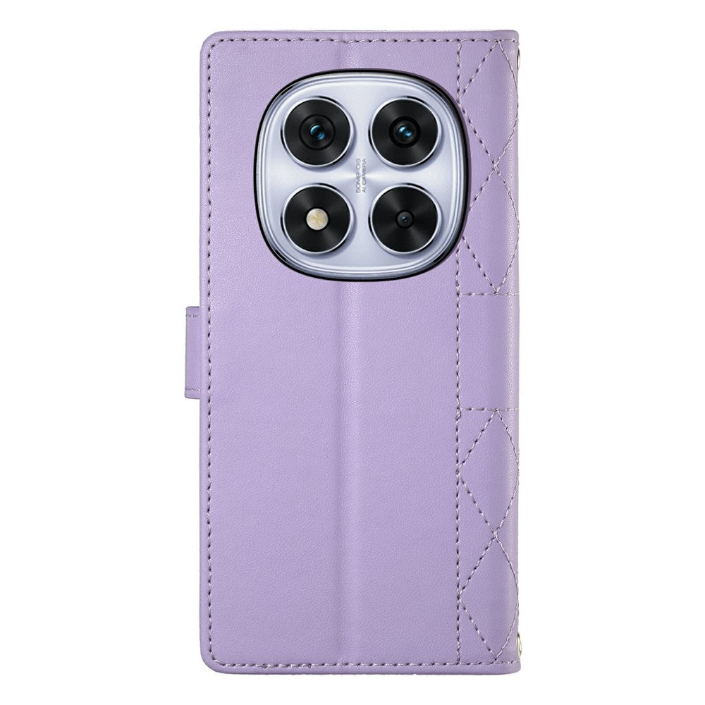 For Xiaomi Redmi Note 15 Pro 4G (Global) Wallet Case Rhombus Stitching Stand Leather Phone Cover with Long / Short Strap
