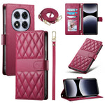 For Xiaomi Redmi Note 15 Pro 4G (Global) Wallet Case Rhombus Stitching Stand Leather Phone Cover with Long / Short Strap