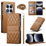 For Xiaomi Redmi Note 15 Pro 4G (Global) Wallet Case Rhombus Stitching Stand Leather Phone Cover with Long / Short Strap