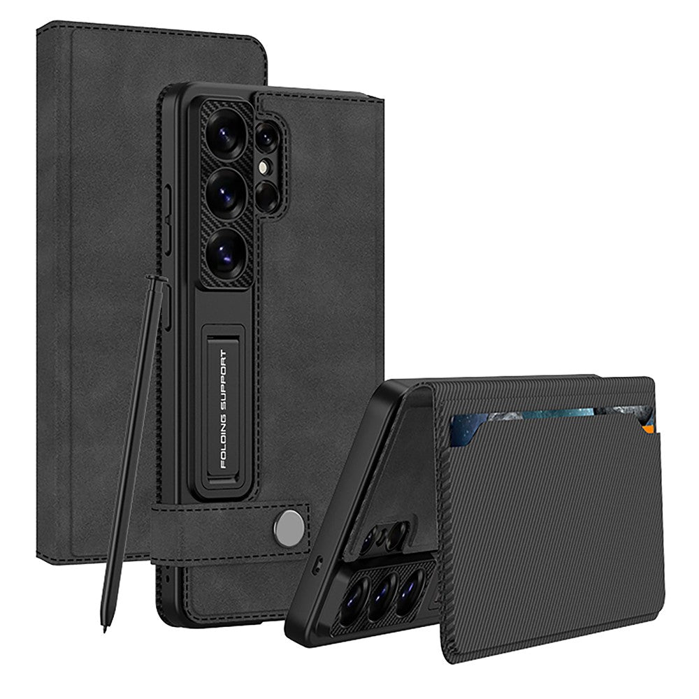GKK For Samsung Galaxy S26 Ultra Case with Card Holder Kickstand Matte Leather Flip Phone Cover Magnetic Closure