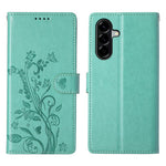 For Samsung Galaxy A37 5G Wallet Case Butterfly Floral Imprint PU Leather Phone Cover with Wrist Strap