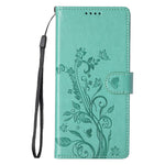 For Samsung Galaxy A37 5G Wallet Case Butterfly Floral Imprint PU Leather Phone Cover with Wrist Strap
