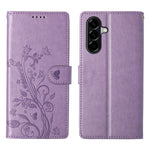 For Samsung Galaxy A37 5G Wallet Case Butterfly Floral Imprint PU Leather Phone Cover with Wrist Strap
