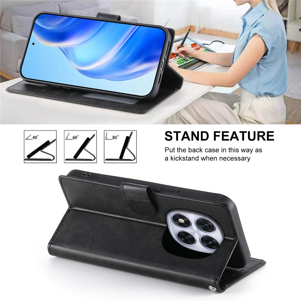 For Xiaomi Redmi Note 15 Pro 4G (Global) Case Stand Wallet Calf Texture PU Leather Flip Phone Cover with Wrist Strap