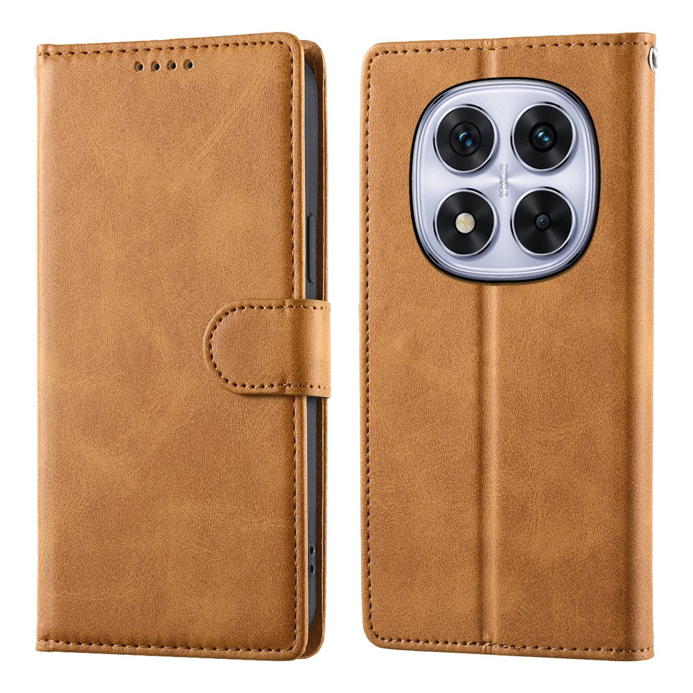 For Xiaomi Redmi Note 15 Pro 4G (Global) Case Stand Wallet Calf Texture PU Leather Flip Phone Cover with Wrist Strap