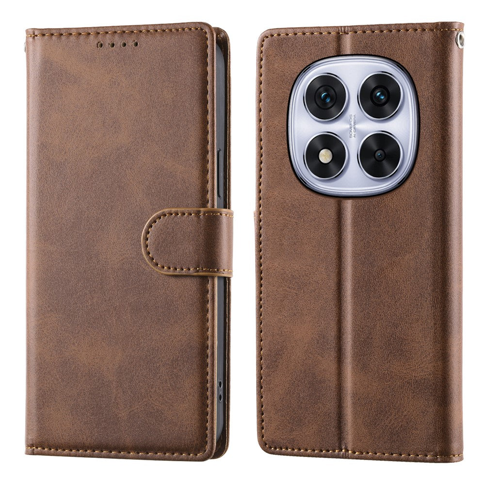 For Xiaomi Redmi Note 15 Pro 4G (Global) Case Stand Wallet Calf Texture PU Leather Flip Phone Cover with Wrist Strap