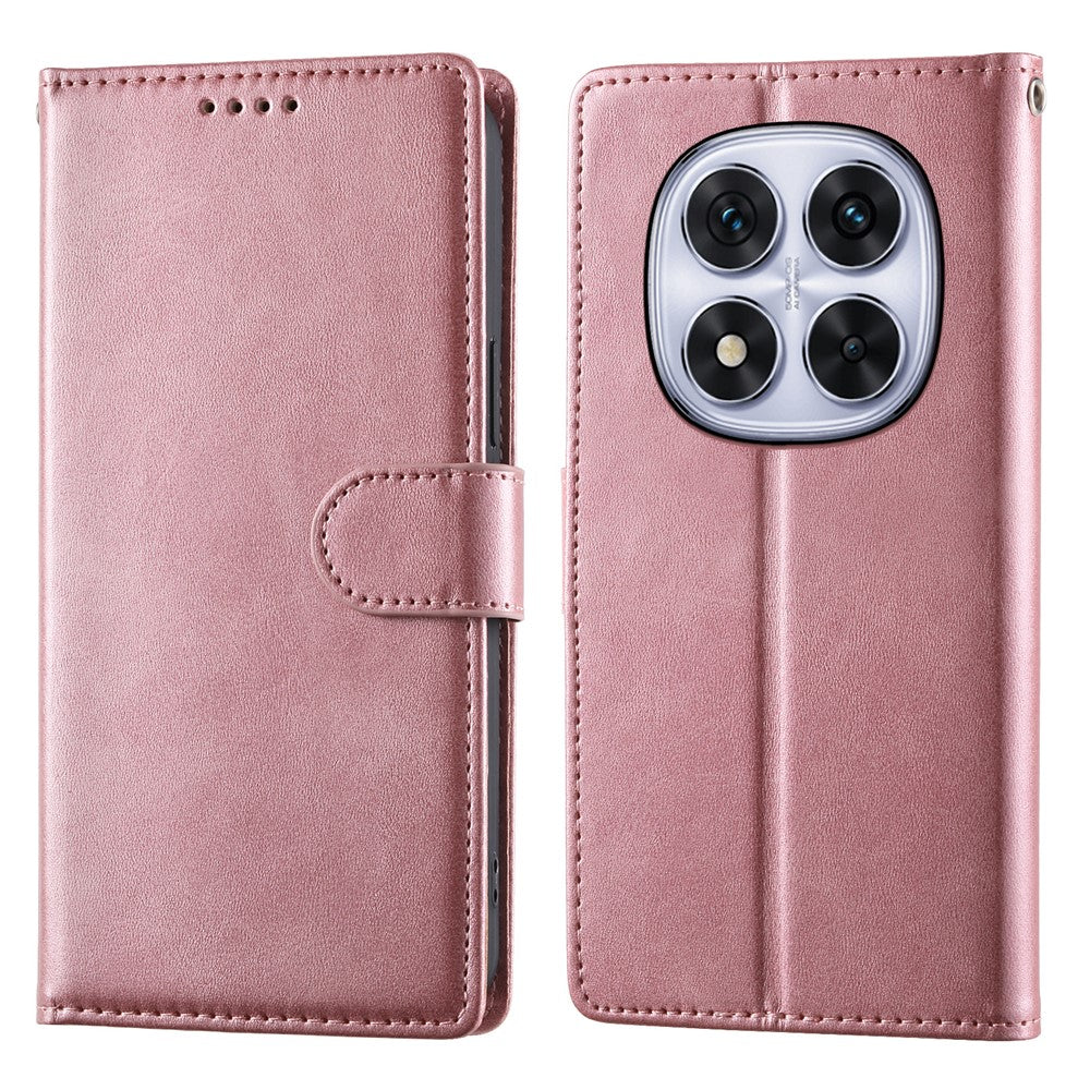 For Xiaomi Redmi Note 15 Pro 4G (Global) Case Stand Wallet Calf Texture PU Leather Flip Phone Cover with Wrist Strap