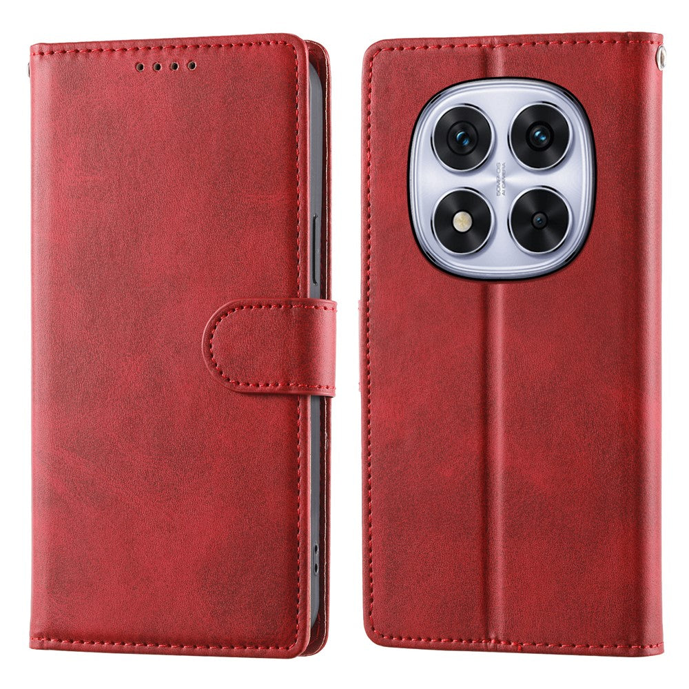 For Xiaomi Redmi Note 15 Pro 4G (Global) Case Stand Wallet Calf Texture PU Leather Flip Phone Cover with Wrist Strap