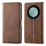 Flip Phone Case For Honor Magic8 Lite 5G  /  X70 5G  /  X9d 5G Stand Wallet Calf Texture PU Leather Cover with Wrist Strap