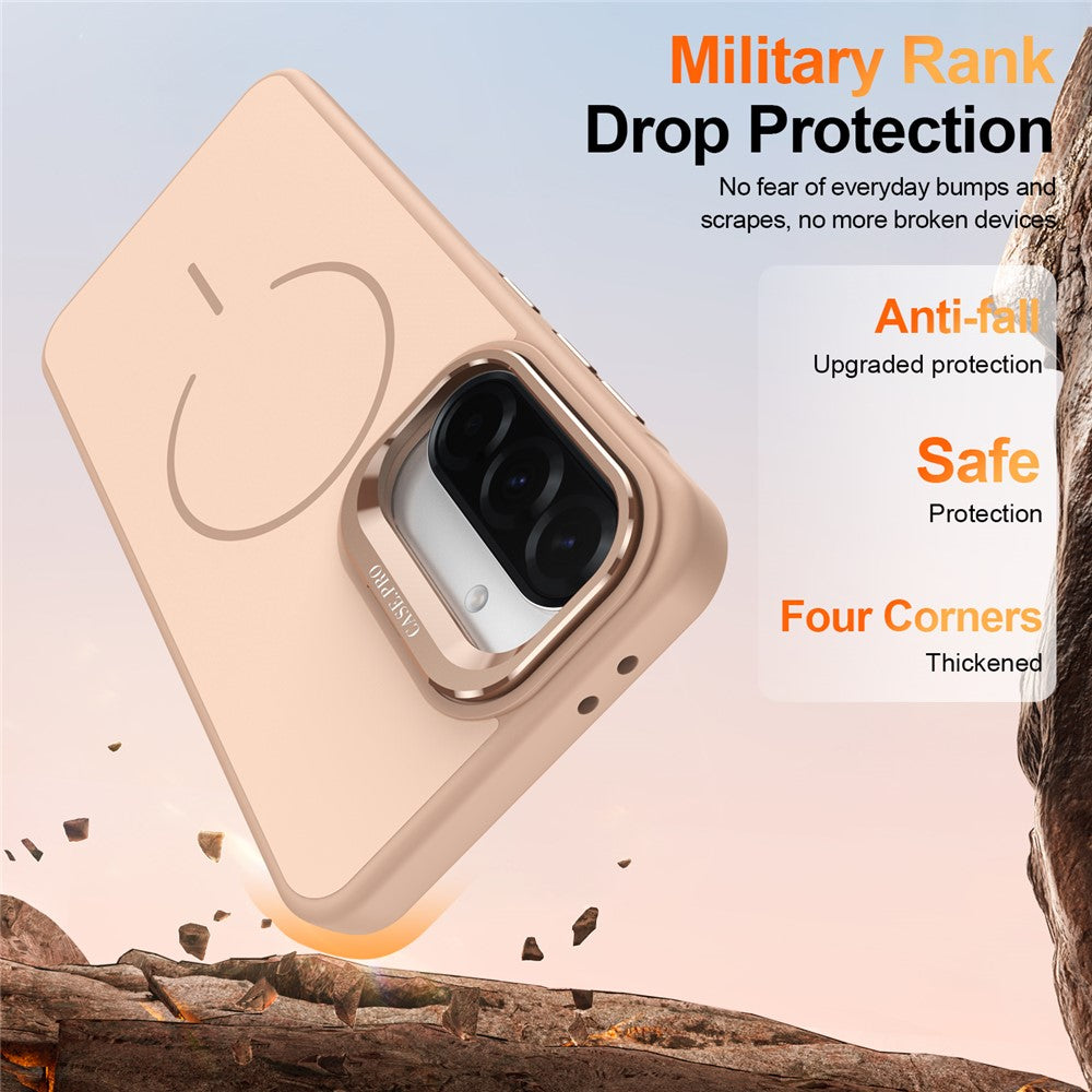 For Samsung Galaxy A57 5G Case Skin-touch PC + TPU Magnetic Phone Cover with Lens Frame Kickstand