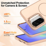 For Samsung Galaxy A57 5G Case Skin-touch PC + TPU Magnetic Phone Cover with Lens Frame Kickstand