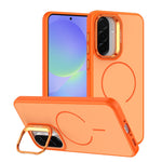 For Samsung Galaxy A57 5G Case Skin-touch PC + TPU Magnetic Phone Cover with Lens Frame Kickstand
