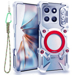 Bumper Case For Honor 400 Smart 5G / 400 Smart 4G / X7d 4G / X7d 5G Kickstand Aluminum Alloy Magnetic Phone Cover with Wrist Strap