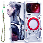 For Xiaomi 17 Pro Max Bumper Case Kickstand Aluminum Alloy Magnetic Phone Cover with Wrist Strap