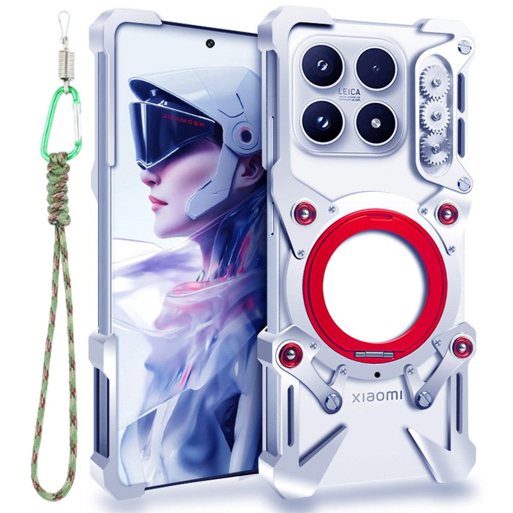 For Xiaomi 17 Bumper Case Kickstand Aluminum Alloy Magnetic Phone Cover with Wrist Strap