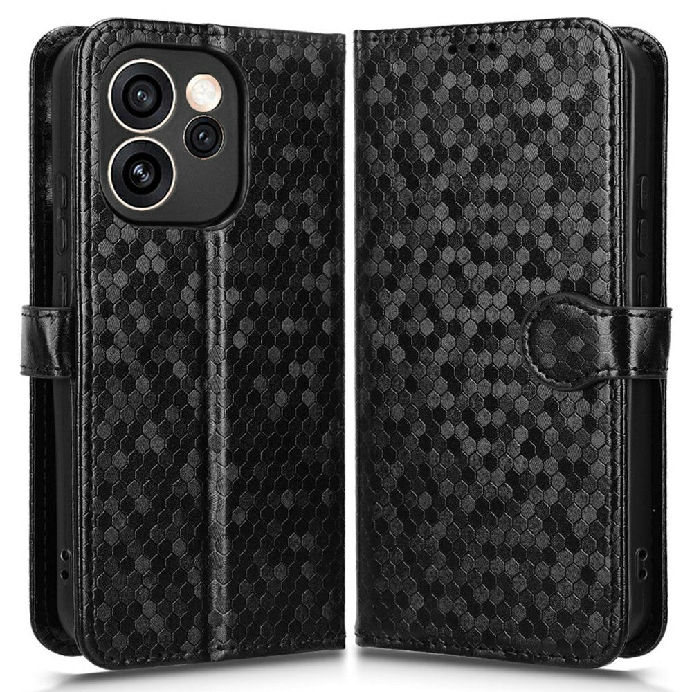 For Oppo Reno15 Pro Max 5G (Global) / Reno15 Pro 5G (China) Wallet Case Dot Pattern Imprint PU Leather Phone Cover with Wrist Strap
