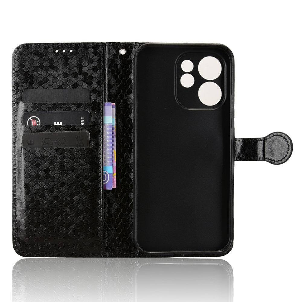 For Oppo Reno15 Pro Max 5G (Global) / Reno15 Pro 5G (China) Wallet Case Dot Pattern Imprint PU Leather Phone Cover with Wrist Strap