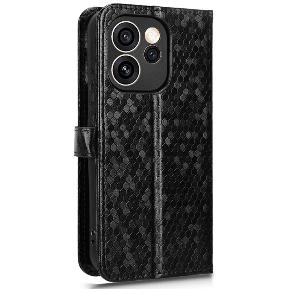 For Oppo Reno15 Pro Max 5G (Global) / Reno15 Pro 5G (China) Wallet Case Dot Pattern Imprint PU Leather Phone Cover with Wrist Strap