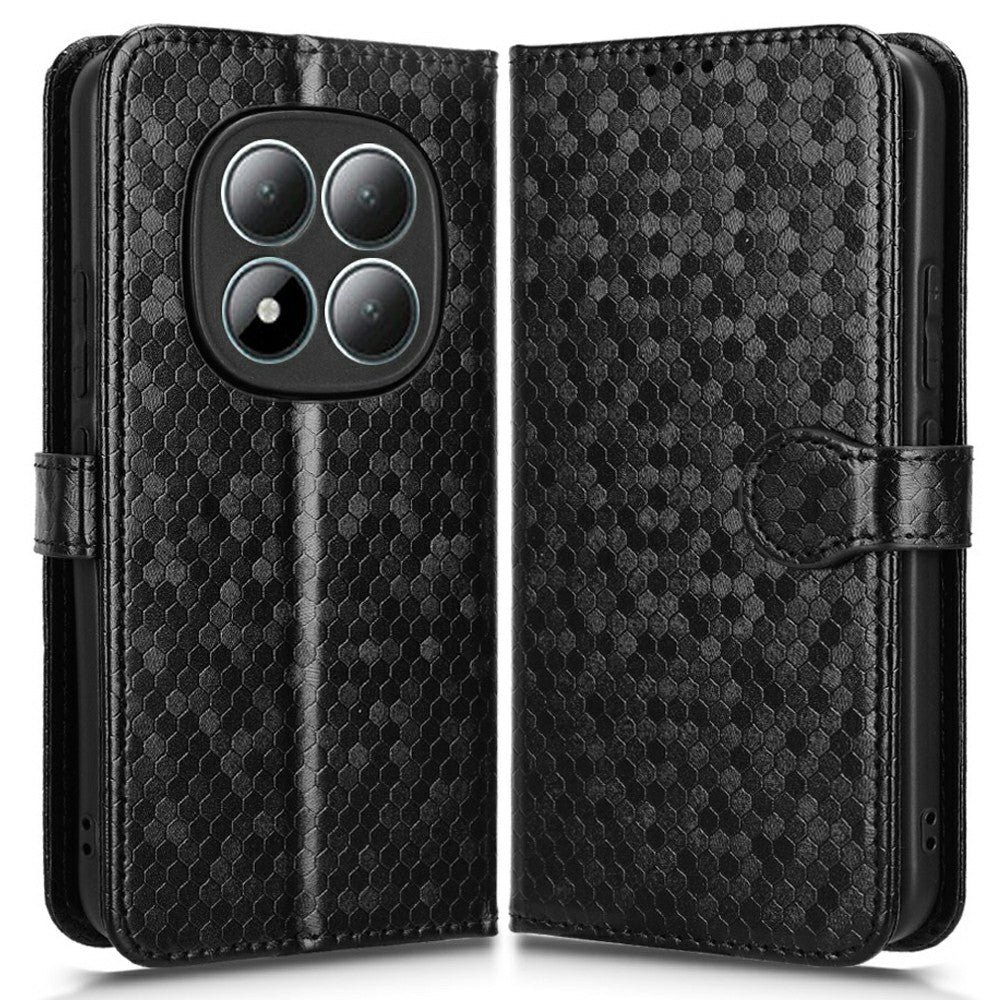 For Xiaomi Redmi Note 15 Pro 4G (Global) Wallet Case Dot Pattern Imprint PU Leather Phone Cover with Wrist Strap