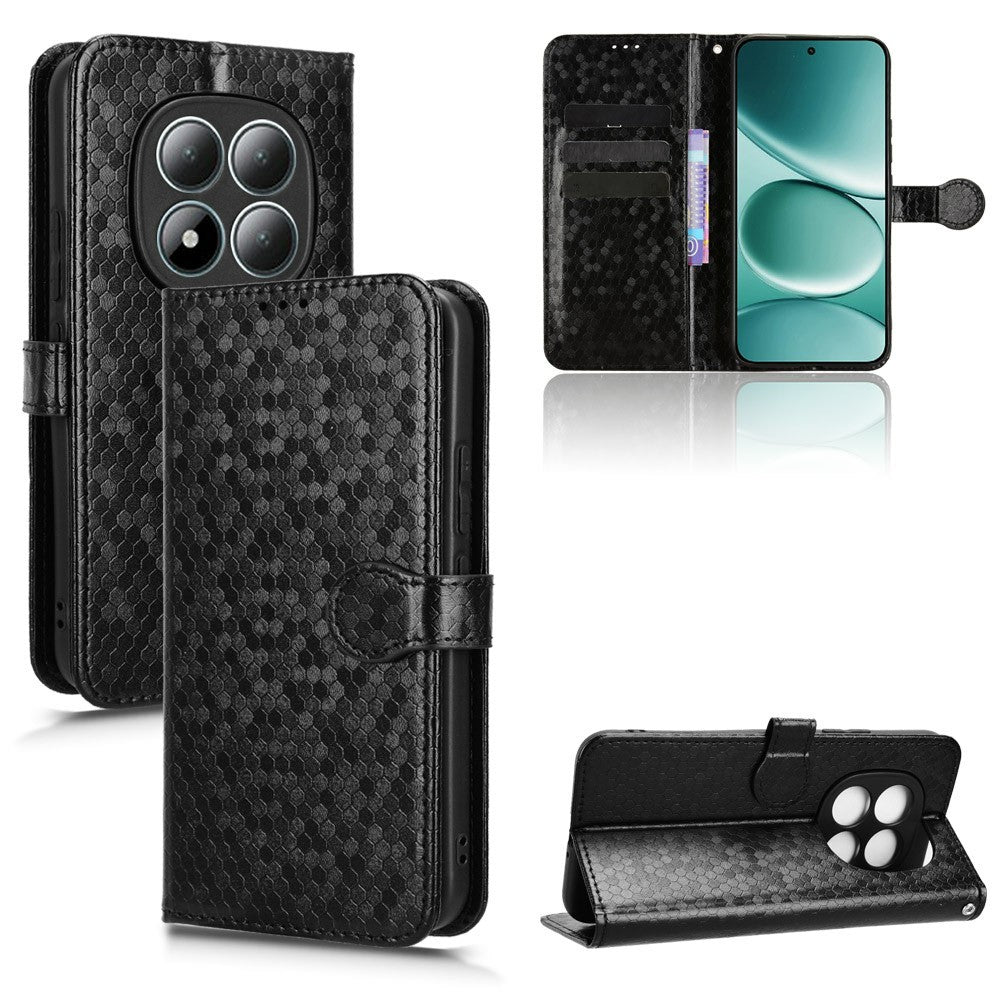 For Xiaomi Redmi Note 15 Pro 4G (Global) Wallet Case Dot Pattern Imprint PU Leather Phone Cover with Wrist Strap